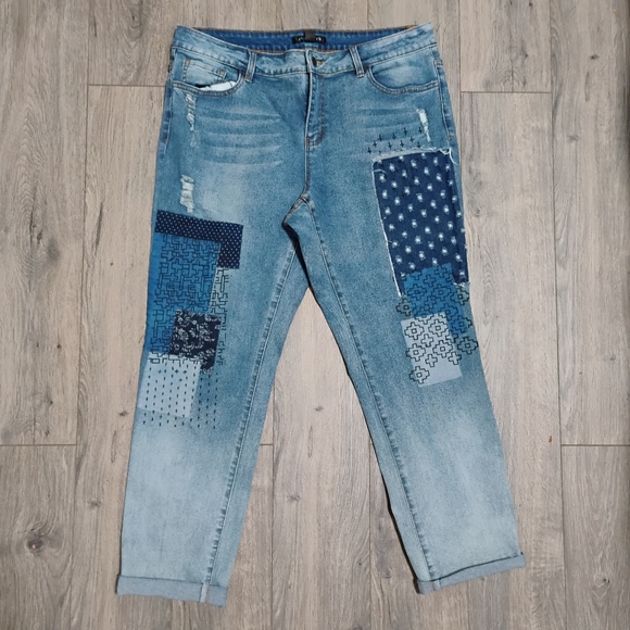 Anthropologie Juliette Patchwork Boyfriend Jeans 14 - Picture 11 of 11